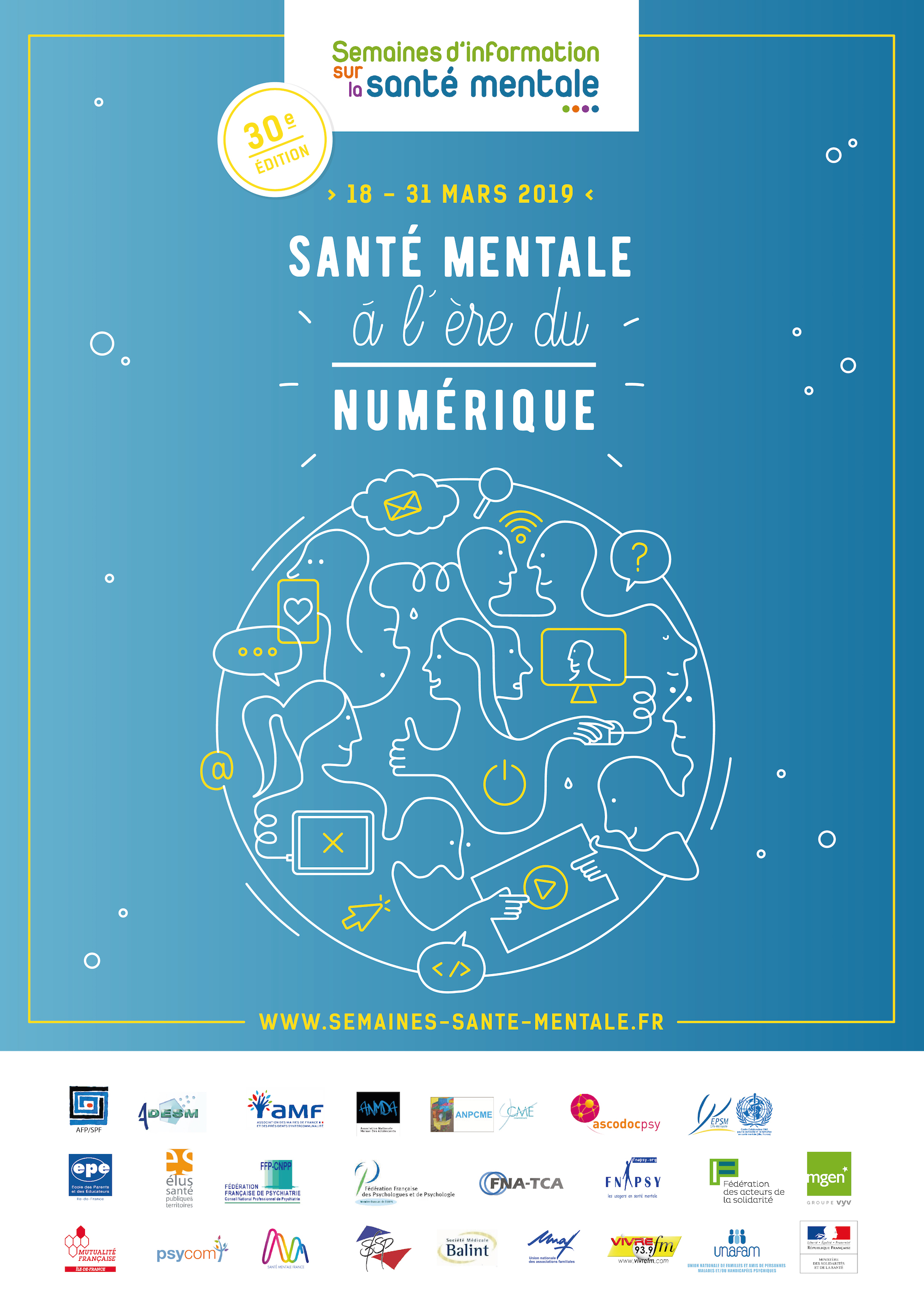 You are currently viewing Semaines d’information sur la santé mentale (SISM 2019) du 18 au 31 mars 2019 « Santé mentale à l’ère du numérique »