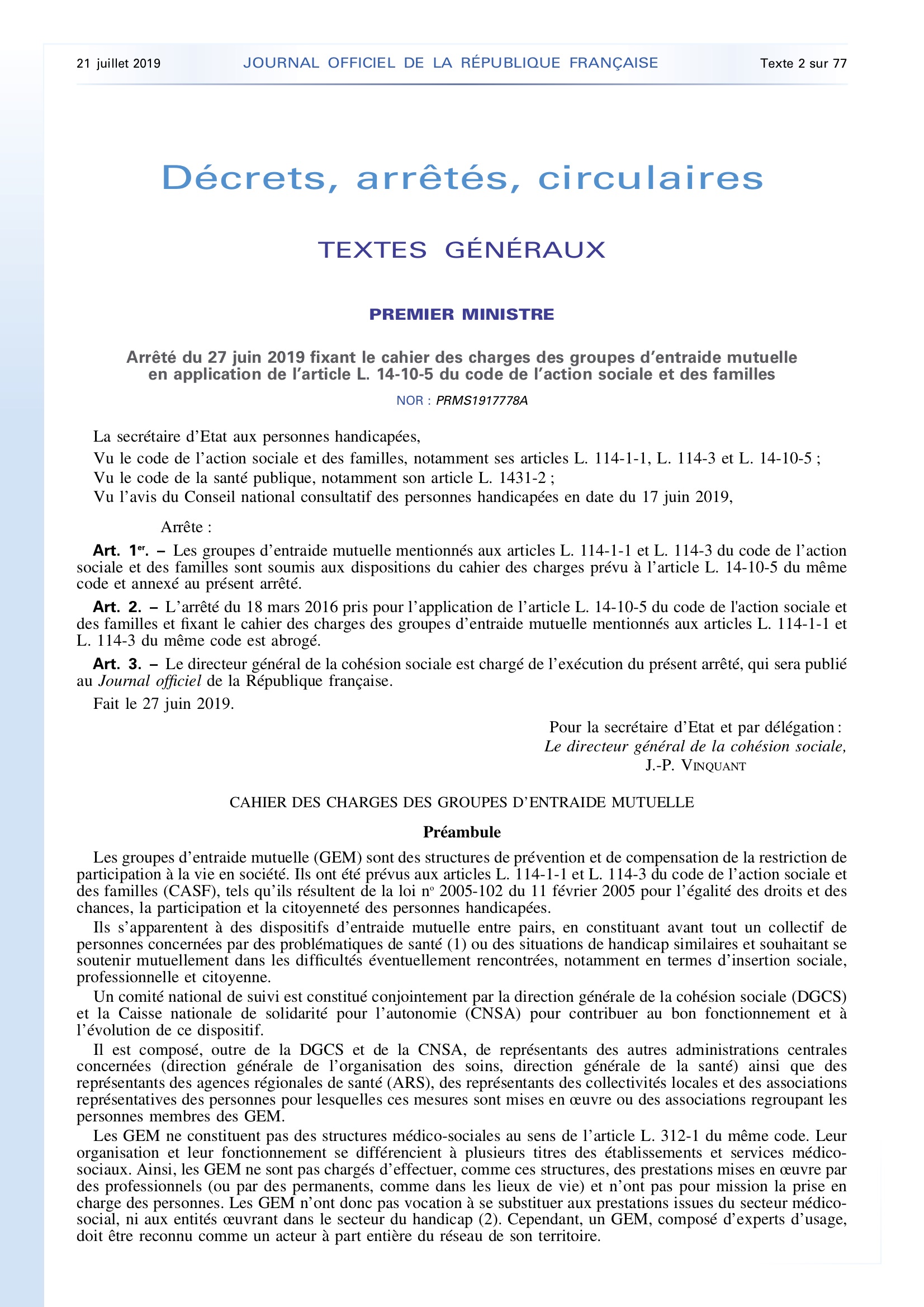 You are currently viewing Le nouveau cahier des charges des Groupes d’Entraide Mutuelle (GEM) est paru au journal officiel du 21 juillet 2019